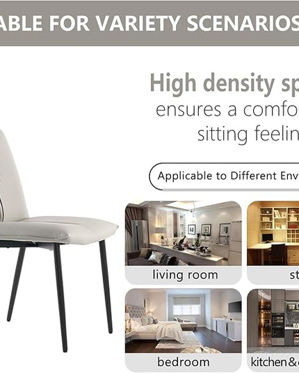 YOUTASTE Modern Dining Chairs Set of 2 Upholstered Leather Kitchen Chairs Soft Padded Side Chairs Dinner Chairs with Metal Legs for Living Room Bedroom, Light Grey - LeafyLoom