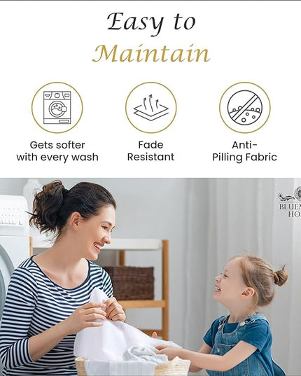 Bluemoon Homes Sheets Full Size Bed Egyptian Cotton - 100% Certified Egyptian Cotton Sheets for Full Size Bed Sheets Set 18" Deep Pocket, Soft Sateen 4-Piece Cooling Bedding Set - Sky Blue - LeafyLoom