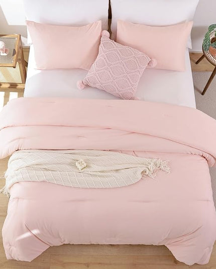 ROSGONIA King Size Comforter Set Blush, 3pcs (1 Boho Grey Comforter & 2 Pillowcases) All Season Bedding Soft Lightweight Bedspread Blanket Quilt - LeafyLoom