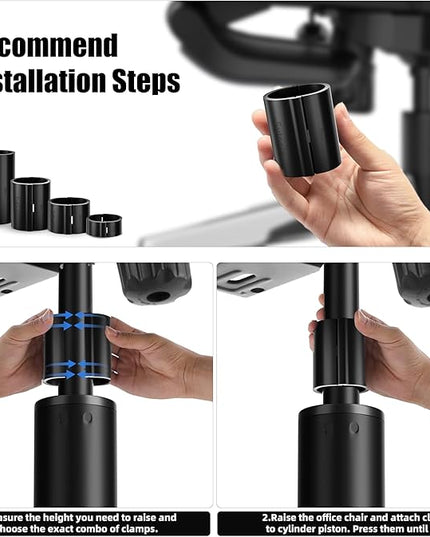 Fix Sinking Office Chair, 4 Pieces Office Chair Clamps, Office Chair Hero Fix Attaches Clamps to Large Cylinder Piston Stops Your Chairs Sinking, Universal Fit, Adjustable Chair Height - LeafyLoom