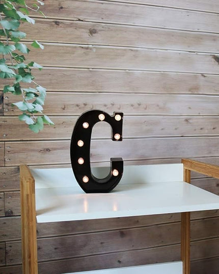 Light Up Black Alphabet Marquee Letters Sign LED Marquee Number Lights Sign for Night Light Home Bar Christmas Lamp Birthday Wedding Party Decoration C - LeafyLoom