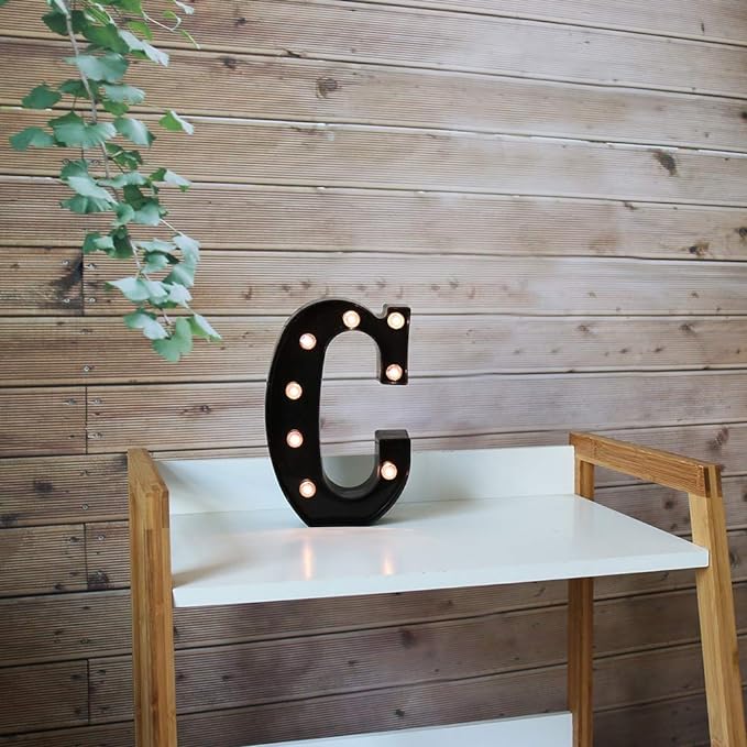 Light Up Black Alphabet Marquee Letters Sign LED Marquee Number Lights Sign for Night Light Home Bar Christmas Lamp Birthday Wedding Party Decoration C - LeafyLoom
