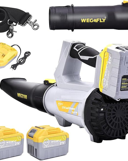 500 CFM Cordless Leaf Blower, 2 x 21V 6.0Ah Battery and Charger, Electric Leaf Blowers for Patio Cleaning, Lawn Care, Blowing Leaves and Snow - LeafyLoom