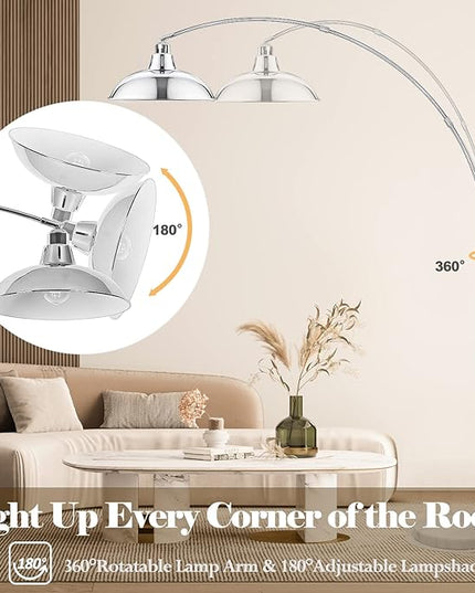 Modern 77" Arc Floor Lamp - Adjustable Sliver Standing Lamp for Living Room, Rotatable Arch Metal Pole Task Lamp Over The Couch, Adjustable Tall Lamp for Bedroom Office Home Brushed Nickel - LeafyLoom