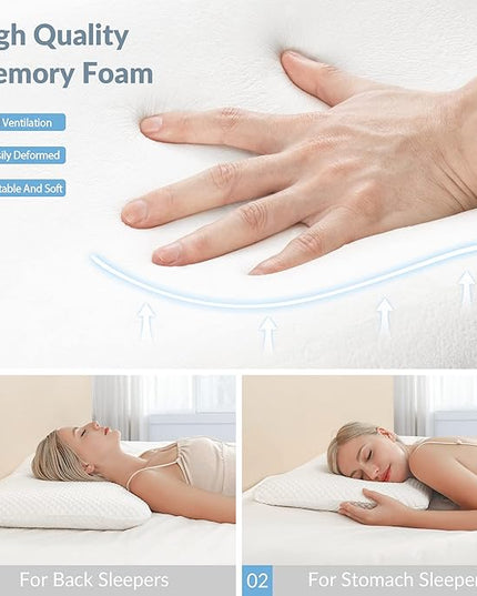 AM AEROMAX 2.75 Inches King Size Hyper Slim Memory Foam Pillow for Stomach and Back Sleepers - Thin, Flat Design for Cervical Neck Alignment and Deeper Sleep. - LeafyLoom