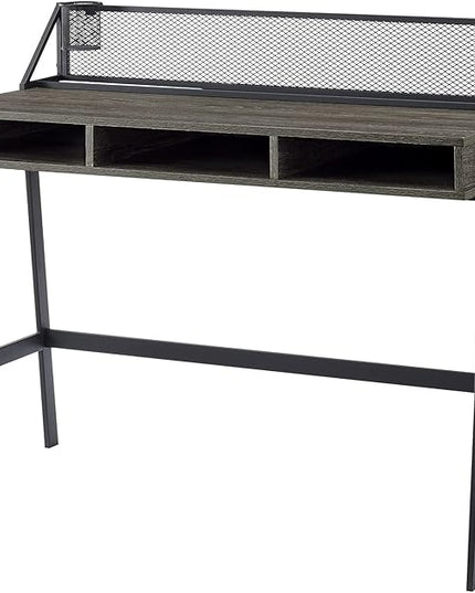 Walker Edison Jones Urban Industrial Metal Mesh Back Writing Desk, 42 Inch, Cerused Ash Grey - LeafyLoom
