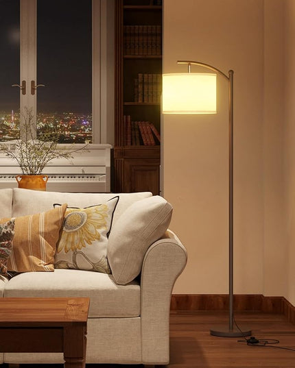 addlon Floor Lamp for Living Room with 3 Color Temperatures, Standing lamp with Linen lampshade for Bedroom, Office, Lamps with 9W LED Bulb Included - Brown with Beige Shade - LeafyLoom
