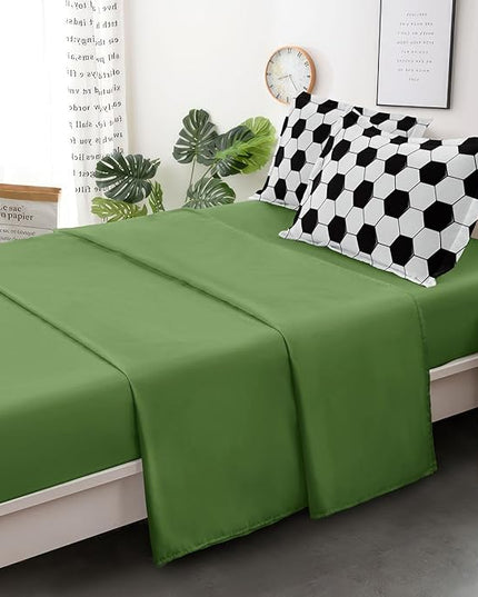 Soccer Comforter Set Twin for Boys Girls, 4 Pieces Soccer Bedding Twin Bed in a Bag Set with Sheets, Black and White Bed Sets for Teenage - LeafyLoom