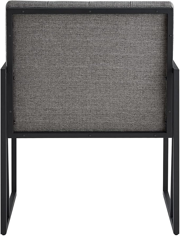 24KF Mid-Century Granite Linen Button Tufted Accent Chair with Metal Stand, Decorative Furniture Chairs for Living Room Bedroom - Granite - LeafyLoom