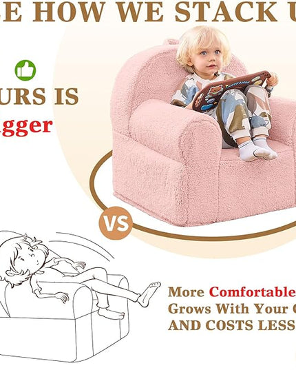 Kids Chair Toddler Chair Sherpa Couch Sherpa Kids Bean Bag Chair,Cuddly Toddler Chairs Comfy Plush Chair Toddler Couch Reading Chair for Kids Fuzzy Baby Chair Pink - LeafyLoom