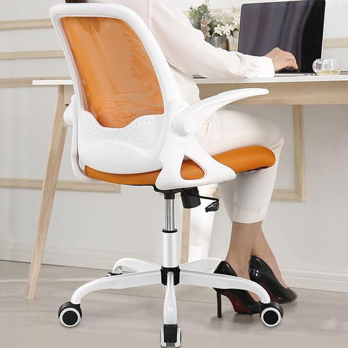 KERDOM Office Chair, Ergonomic Desk Chair, Breathable Mesh Computer Chair, Comfy Swivel Task Chair with Flip-up Armrests and Adjustable Height - LeafyLoom