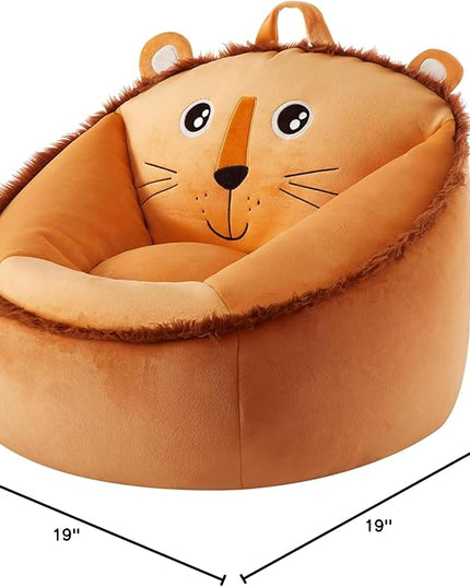 Heritage Kids Micromink Squishy Bean Bag Chair for Kids Ages 3+, Figural Lion - LeafyLoom
