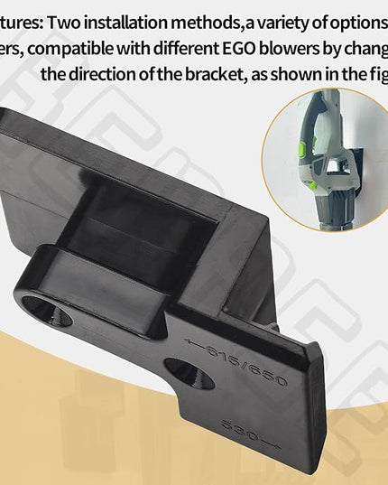 Blower Wall Mount/Mounting Bracket for EGO Vane Blowers, Fits Models 530CFM 615/650CFM, Two Mounting Methods, W/Screws, Does Not Fit 765 CFM Vane Blower Models - LeafyLoom