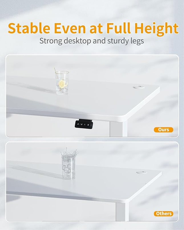 CubiCubi Electric Standing Desk, 55 x 24 Inches Height Adjustable Sit Stand Desk, Ergonomic Home Office Computer Workstation, White - LeafyLoom