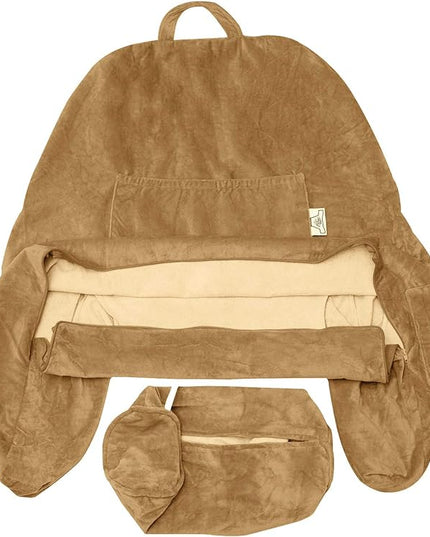 Husband Pillow XXL Cover Only Tan, Cozy Microfiber Bed Rest Pillow Cover with Arms - Array of Colors - Generous Side and Back Pockets for Your Favorite Comfy Reading Pillow - LeafyLoom