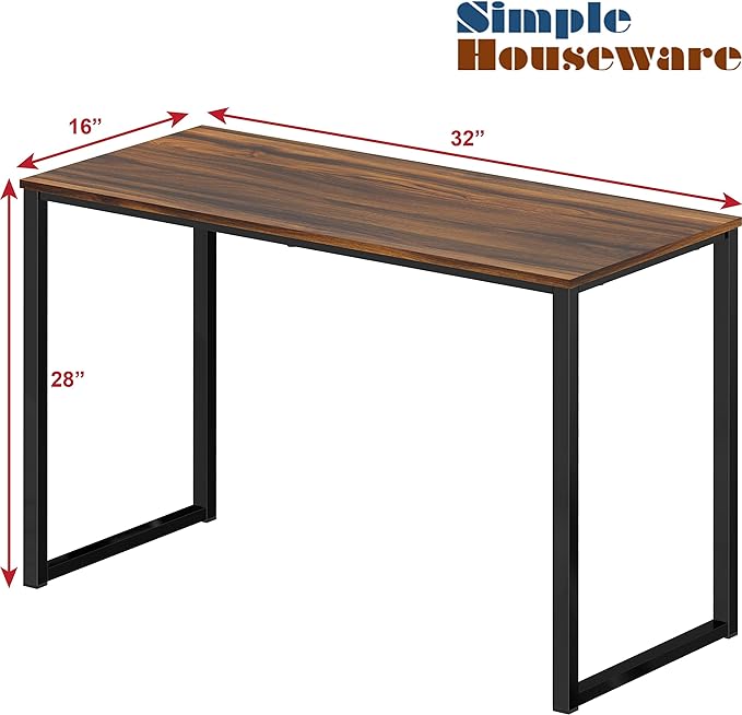 SHW Home Office 32-Inch Computer Desk, Walnut - LeafyLoom