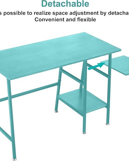 VECELO 43 Inch Home Office Computer Easy to Assemble Simple Table Modern Student Study Desk,Water Proof, Blue+black leg - LeafyLoom