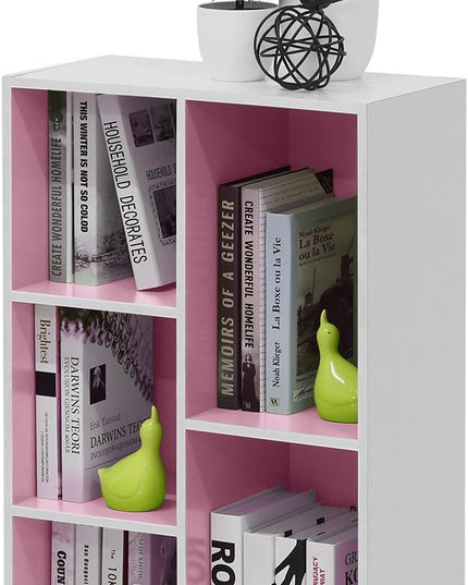 Furinno 5-Cube Reversible Open Shelf, White/Pink 11069WH/PI - LeafyLoom
