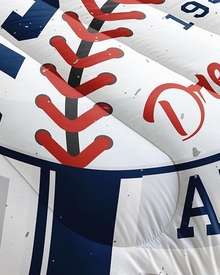 Datura home Baseball Comforter Set Vintage Grey Baseball Printed Quilt Bedding Set with 1 Comforter and 2 Pillowcases for Boys and Girls Bedroom All Season(Baseball Twin) - LeafyLoom