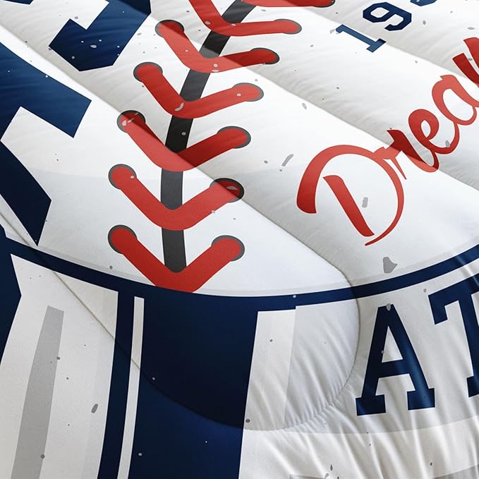 Datura home Baseball Comforter Set Vintage Grey Baseball Printed Quilt Bedding Set with 1 Comforter and 2 Pillowcases for Boys and Girls Bedroom All Season(Baseball Twin) - LeafyLoom