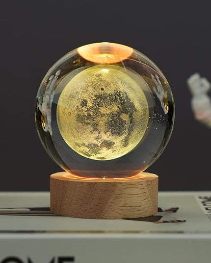 Large Crystal Ball 3D Moon Lamp Balkwan, Crystal Lamp 16 Color Changing Night Light with Remote Control for Bedroom Decor, Birthday Gift for Teens Boys and Girls, Moon Model - LeafyLoom