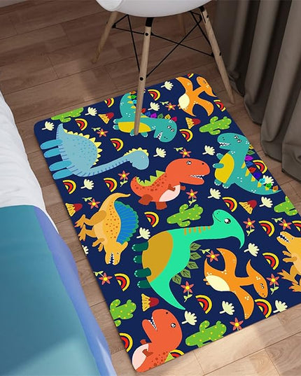 Dinosaur Carpet for Boys Room Dinosaurs Area Rugs Cute Dinosaur Cartoon Carpet Kids Rug Boys Room Rug for Kids Playroom Classroom and Livingroom,Blue 2'×3' - LeafyLoom