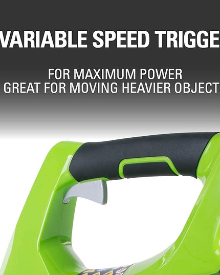 Greenworks 24V Axial Leaf Blower (100 MPH / 330 CFM), 2Ah Battery and Charger Included - LeafyLoom