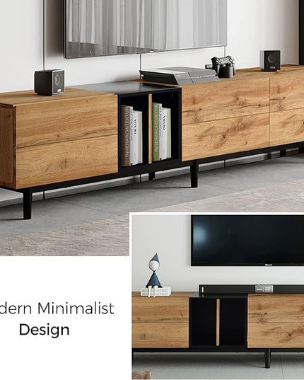 NicBex TV Stand for 80 Inch TV Modern TV Media Console Table with Large Storage Cabinet,Entertainment Center with Storage for Living Room,Bedroom,76.8 Inch,Natural Wood - LeafyLoom