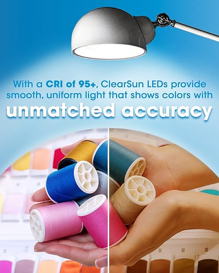 OttLite Pharmacy Adjustable LED Floor Lamp, Prevention Series - Designed to Reduce Eyestrain - 3-Point Adjustable Neck, 3 Brightness Settings with Touch Controls - Office Work, Reading & Studying - LeafyLoom