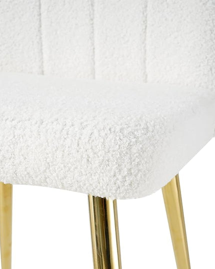 Modern Dining Chairs Set of 4, Side Dining Room Chairs with Gold Plated Metal Legs, Kitchen Chairs with Fabric Accent, Upholstered Chairs for Dining Room, Kitchen, Living Room, Beige - LeafyLoom