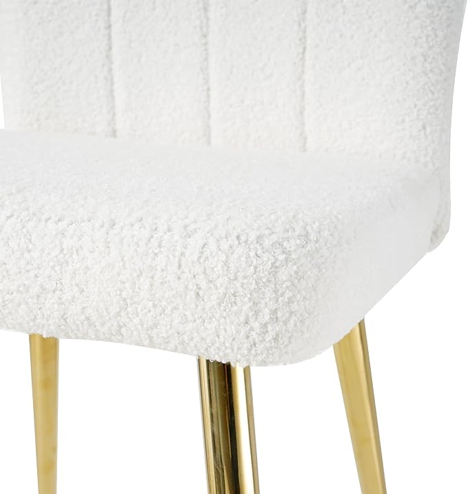 Modern Dining Chairs Set of 4, Side Dining Room Chairs with Gold Plated Metal Legs, Kitchen Chairs with Fabric Accent, Upholstered Chairs for Dining Room, Kitchen, Living Room, Beige - LeafyLoom