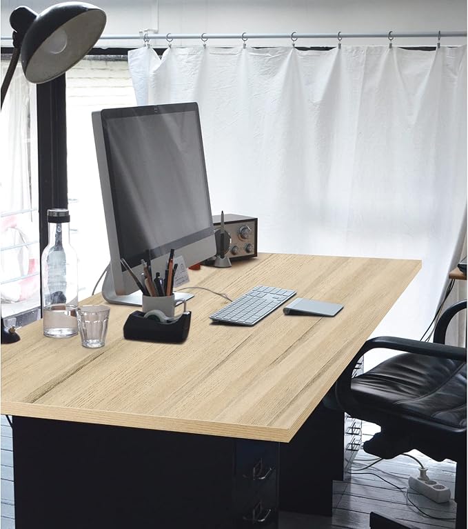 Kaboon Universal Tabletop 55"x23.62" Solid One-Piece Melamine Table Top, Double Desk L-Desk DIY, Home and Office Countertop, Oak - LeafyLoom