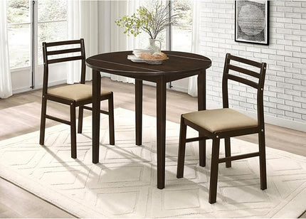 NicBex Small Dining Table for 2 Breakfast Nook Table Set Modern 3-Piece Dining Set with Drop Leaf for Breakfast Nook, Living Room, Small Space, Easy Assembly, Cappuccino - LeafyLoom