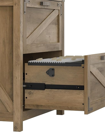 Bush Business Furniture Knoxville 2 Drawer Lateral File Cabinet, Farmhouse Document Storage Chest for Home Office, Reclaimed Pine - LeafyLoom