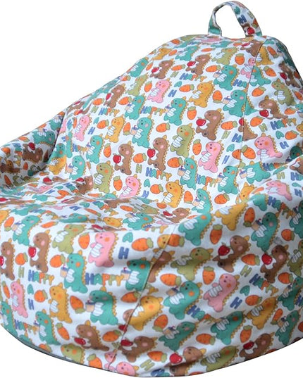 YuppieLife Kids Storage Bean Bag Cover（No Filling） Toy Organizer|Carrying Handle Sofa|Available for Kids and Teenager|Cuddle Chair|Machine Washable and Durable（38“,Happy Dinosaur） - LeafyLoom