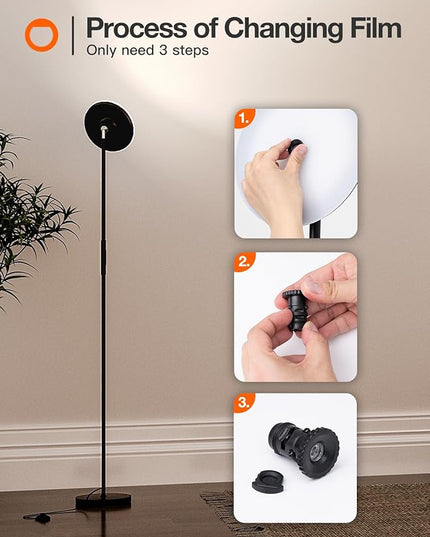 addlon Floor Lamp with Projector Light Standing Lamp with Remote Christmas Gift for Living Room, Bedroom and Office - Black - LeafyLoom