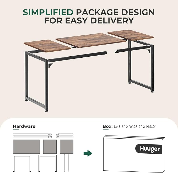 Computer Desk, 63 Inch Office Desk, Gaming Desk with Storage, Writing Desk Work Desk for Home Office, Study, Modern Simple Desk, Large Legroom, Metal Frame, Rustic Brown - LeafyLoom