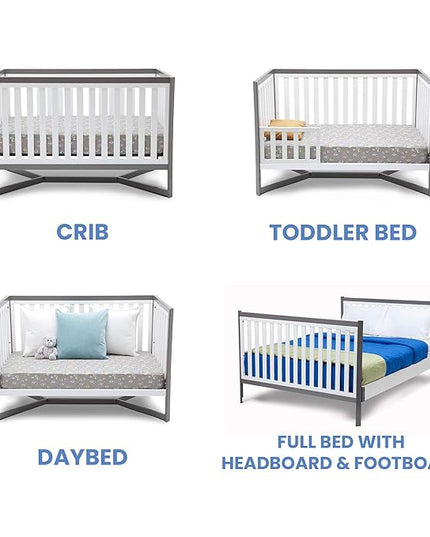 Delta Children Tribeca 4-in-1 Convertible Crib, White/Grey - LeafyLoom