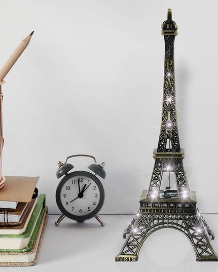 Tower Lamp LED Eiffel Tower Night Lamp : Light Up Eiffel Tower Ornament Metal Tower Architecture Decoration for Tourist Bronze Tower LED Light-Emitting Ornaments - LeafyLoom