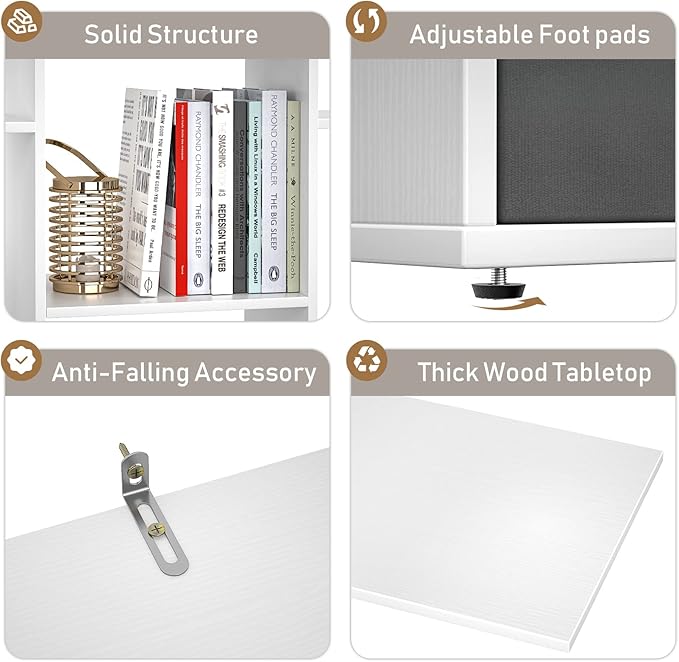 Unikito Bookshelf with 2 Drawers Free Standing Bookcase, Office Storage Shelf Organizer with 12 Open Bookshelves, Industrial Wood Book Case Display Rack for Bedroom, Living Room, Home Office, White - LeafyLoom