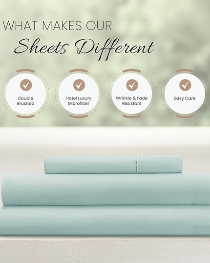 Linen Market Bed Sheets for Twin Size Bed (Aqua) - Sleep Better Than Ever with These Soft and Cooling Twin Sheets - Deep Pocket Fits 16" Thick Beds - 3 Piece Twin Sheet Set - LeafyLoom