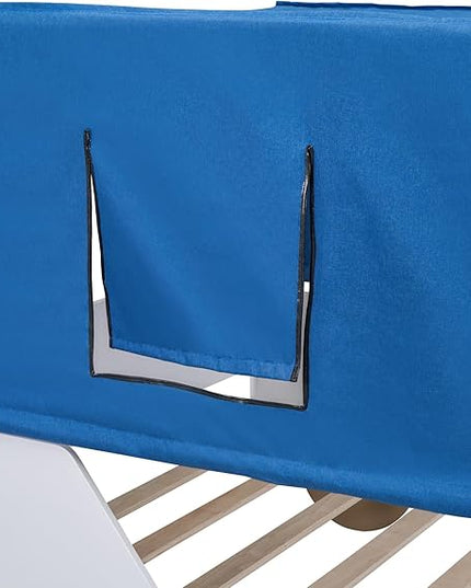 Full Size Kids Car Bed with Tent Canopy & Wheels,Wood Bedframe W/Safty Grille,Raised Base Design,Easy Assembly,Toddler Boys Car-Shaped Bedroom Beds for Reading Playing Relaxing,White+Natural - LeafyLoom