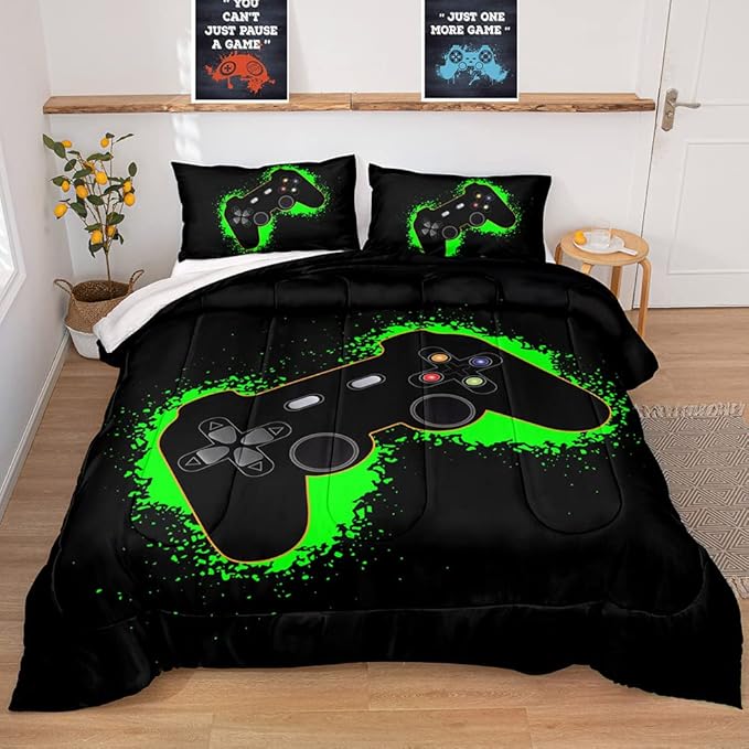 Gaming Comforter for Boys Teen,Game Contoller Bedding Set for Boys Kids,Down Alternative Comforter for All Season,Gamer Home Decor for Boys Comforter Set (Comforter-game38, Twin) - LeafyLoom