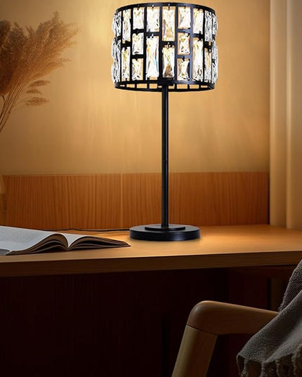Modern K9 Crystal Table Lamp Desk Lamp 26" Tall for Bedroom Reading, Living Room, Office - LeafyLoom