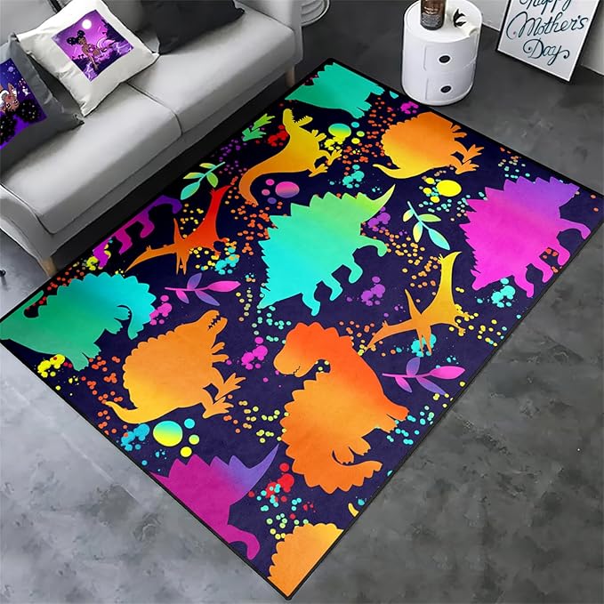 Cute Dinosaur Rug Dinosaur Area Rugs Cartoon Animal Patterns Carpets Dinosaur Bedroom Decor for Boys Kids Area Rug Dinosaur Rugs for Boys Bedroom Dinosaur Play Rug for Boys Bedroom,2'5''×4' - LeafyLoom