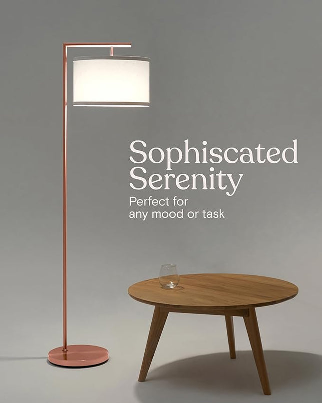 Brightech Montage Modern Floor lamp, LED Floor Lamp for Living Rooms & Offices - Tall Standing Lamp for Bedroom Reading - Corner Pole Lamp for Contemporary Home Decor - Rose Gold - LeafyLoom