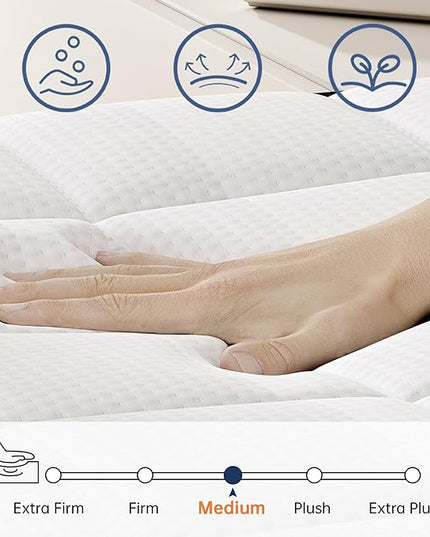 California King Mattress, 14 Inch Hybrid Mattress Cal King, Medium Firm, 3 Coils Strong Edge Support, Pocket Springs, Pressure Relief, Bed in Box - LeafyLoom