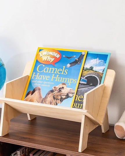 Wooden Tilted Tabletop Bookshelf， Kids Bookcase， Rustic Desktop Storage Organizer Display Bookshelf， Wooden Tabletop Tilted Bookcases for Books， CDs - LeafyLoom