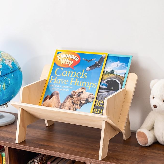 Wooden Tilted Tabletop Bookshelf， Kids Bookcase， Rustic Desktop Storage Organizer Display Bookshelf， Wooden Tabletop Tilted Bookcases for Books， CDs - LeafyLoom