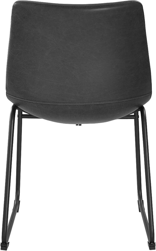Walker Edison Douglas Urban Industrial Faux Leather Armless Dining Chairs, Set of 2, Black - LeafyLoom